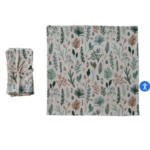 Creative Co Op Set of 4 Cotton Botanical Print Napkins NWOT